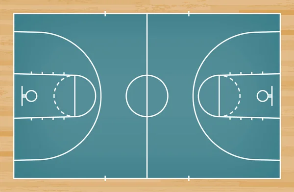 Basketballplatz Boden Mit Linie Auf Holzmuster Textur Hintergrund Basketballfeld Vektorillustration — Stockvektor