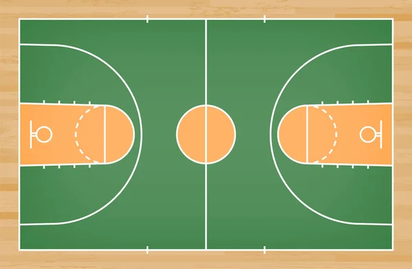 Suelo Cancha Baloncesto Con Línea Sobre Fondo Textura Patrón Madera — Vector de stock