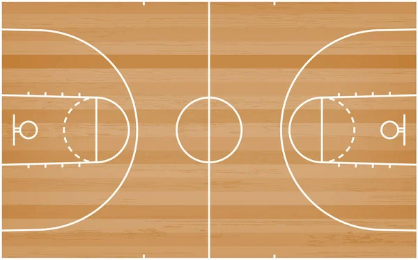 バスケット ボール コート床木目テクスチャ背景の線 バスケット ボールのフィールドです ベクトル図 — ストックベクタ