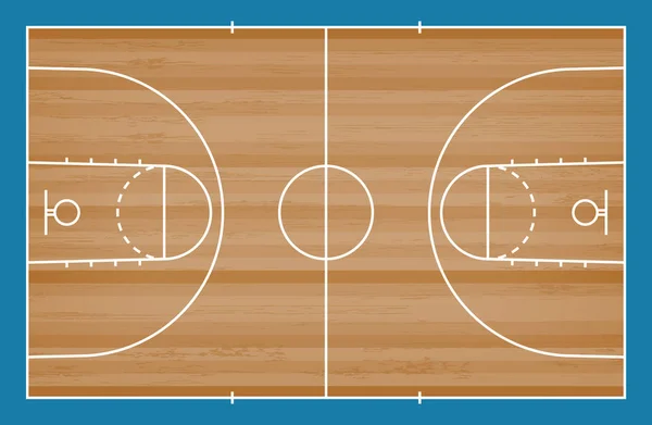 Piso Quadra Basquete Com Linha Sobre Fundo Textura Padrão Madeira — Vetor de Stock