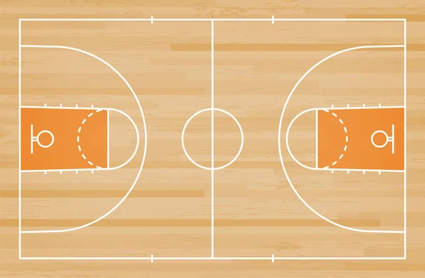 Piso Quadra Basquete Com Linha Sobre Fundo Textura Padrão Madeira —  Vetores de Stock