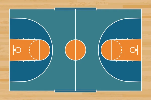 Basketbol mahkeme kat hatta ahşap desen doku arka plan ile. Basketbol alan. Vektör çizim.