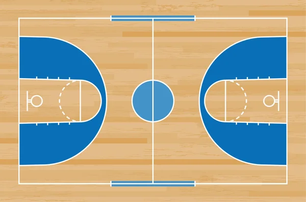 Basketbal Hof Vloer Met Lijn Houten Patroon Textuur Achtergrond Basketbalveld — Stockvector