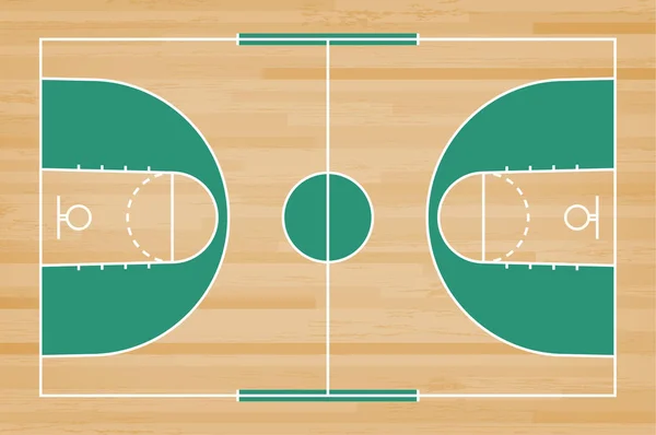 Suelo Cancha Baloncesto Con Línea Sobre Fondo Textura Patrón Madera — Vector de stock