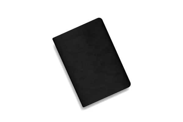 Μαύρο Βιβλίο Δερμάτινο Κάλυμμα Που Απομονώνονται Λευκό Φόντο Εικονογράφηση Διάνυσμα — Διανυσματικό Αρχείο