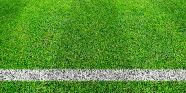 Yeşil çim futbol sahası, futbol satırında. Yeşil çim alan pat