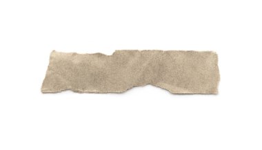 Beyaz arka planda geri dönüşümlü kağıt çubuğu. Kahverengi kağıt yırtılmış ya da yırtılmış kağıt parçaları kesme yolu ile beyaza izole edilmiş.