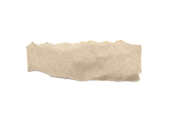 Beyaz Arka Planda Geri Dönüşümlü Kağıt Çubuğu Kahverengi Kağıt Yırtılmış — Stok fotoğraf