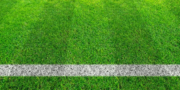 Linea di calcio in erba verde del campo di calcio. prato prato verde tappetino — Foto Stock