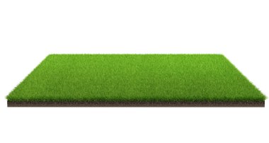 3D render izole kırpma yolu ile beyaz zemin üzerine yeşil çim alanın. Spor alanı. Egzersiz ve eğlence yeri.