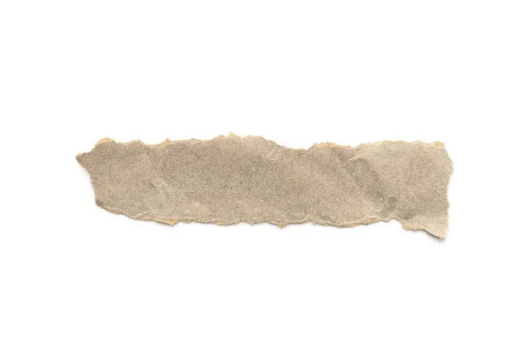 Recycled Paper Craft Stick White Background Brown Paper Torn Ripped — Stock Photo, Image