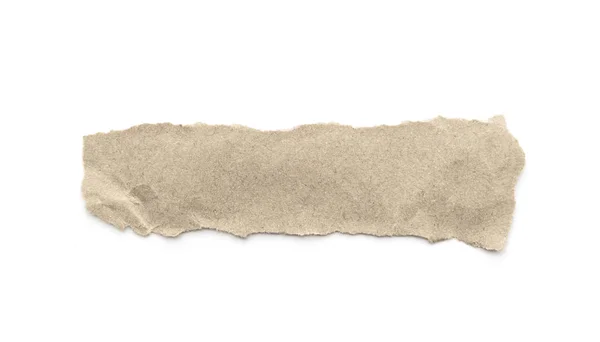 Recycled Paper Craft Stick White Background Brown Paper Torn Ripped — Stock Photo, Image