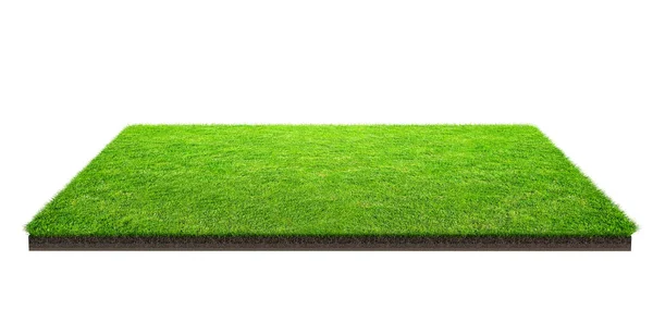 Groen Grasveld Geïsoleerd Wit Met Uitknippad Sportveld Spelen Van Ploeg — Stockfoto