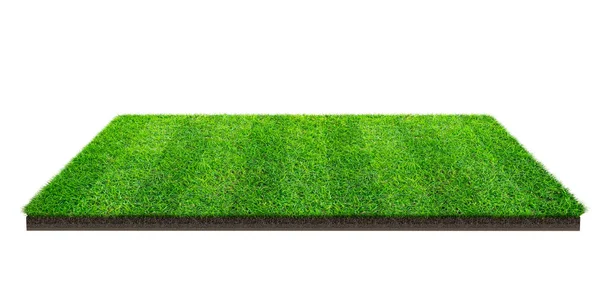 Groen Grasveld Geïsoleerd Wit Met Uitknippad Sportveld Spelen Van Ploeg — Stockfoto