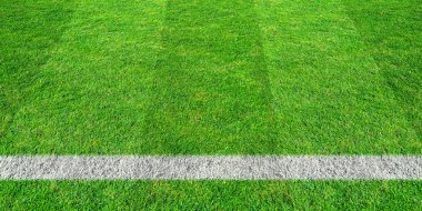 Yeşil çim futbol sahası, futbol satırında. Yeşil çim alan pat