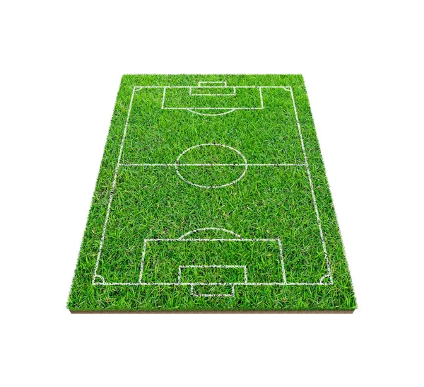 Futbol futbol sahası izole kırpma yolu ile beyaz arka plan üzerinde. Futbol Stadyumu arka plan çizgi deseni ile ve yeşil çim alanın.