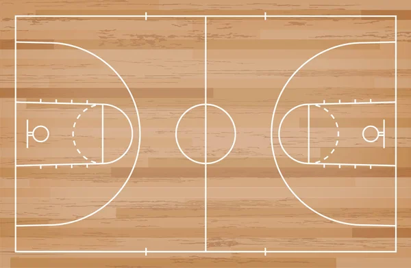 Basketballplatz Boden mit Linie auf Holz Muster Textur Backgro — Stockvektor