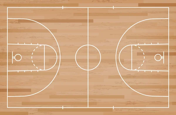 Pavimento campo da basket con linea su legno modello texture backgro — Vettoriale Stock