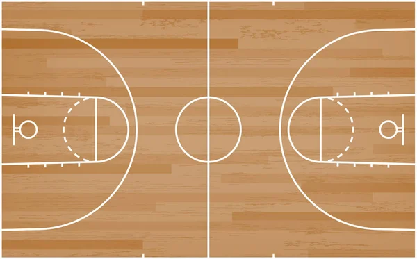 Basketbal soudu podlahy s linkou na backgro textury dřevodekoru — Stockový vektor
