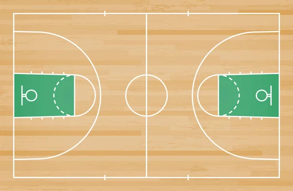 Basketball court plancher avec ligne sur motif bois texture backgro — Image vectorielle