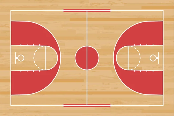Pavimento campo da basket con linea su legno modello texture backgro — Vettoriale Stock