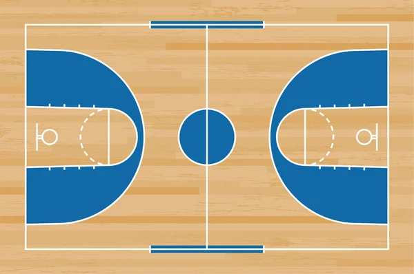 Suelo de cancha de baloncesto con línea en la textura del patrón de madera backgro — Vector de stock