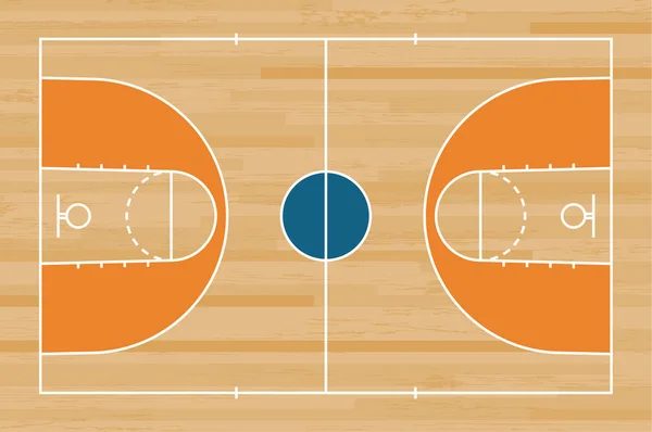 Basketballplatz Boden mit Linie auf Holz Muster Textur Backgro — Stockvektor