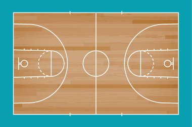 Yeşil basketbol mahkeme kat çizgi desen arka plan ile. Baske