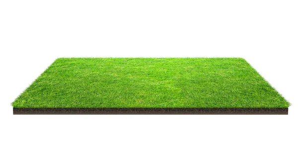 Groen Grasveld Geïsoleerd Wit Met Uitknippad Sportveld Spelen Van Ploeg — Stockfoto