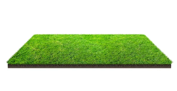 Green Grass Field Isolated White Clipping Path Sports Field Summer — Stock Photo, Image