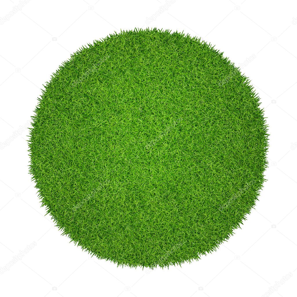 Abstract green grass texture for background. Circle green grass pattern isolated on a white background with clipping path.