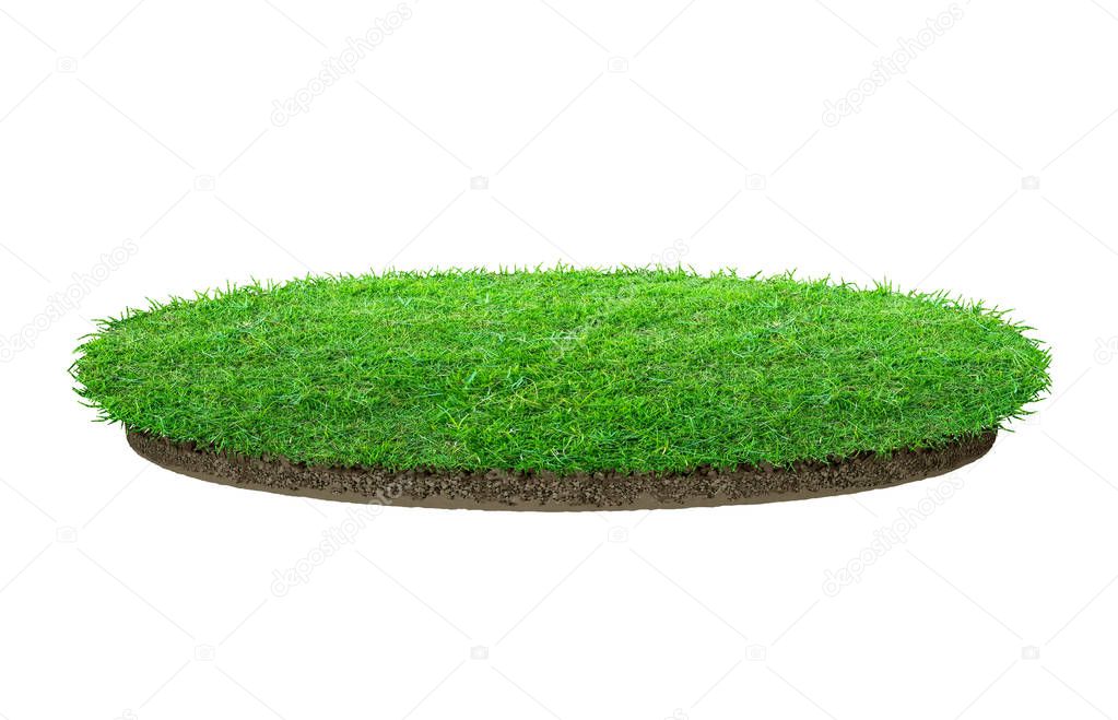 Abstract green grass texture for background. Circle green grass pattern isolated on a white background with clipping path.