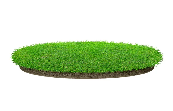 背景のための抽象的な緑の草のテクスチャ クリッピングパスを持つ白い背景に隔離された円の緑の草のパターン — ストック写真