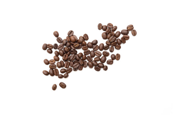 Coffee beans isolated on white background. close up.