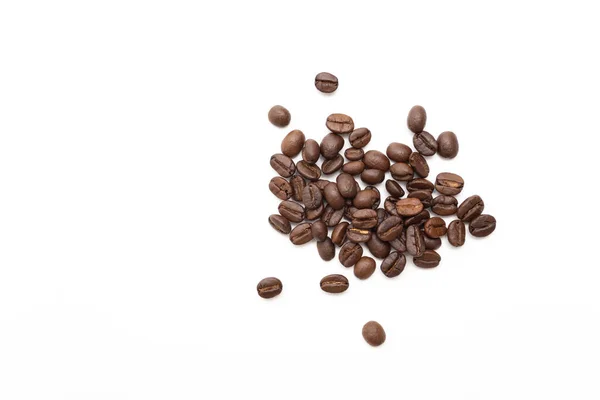 Kaffebönor Isolerade Vit Bakgrund Närbild — Stockfoto