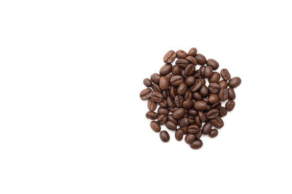 Coffee beans isolated on white background. Close up.