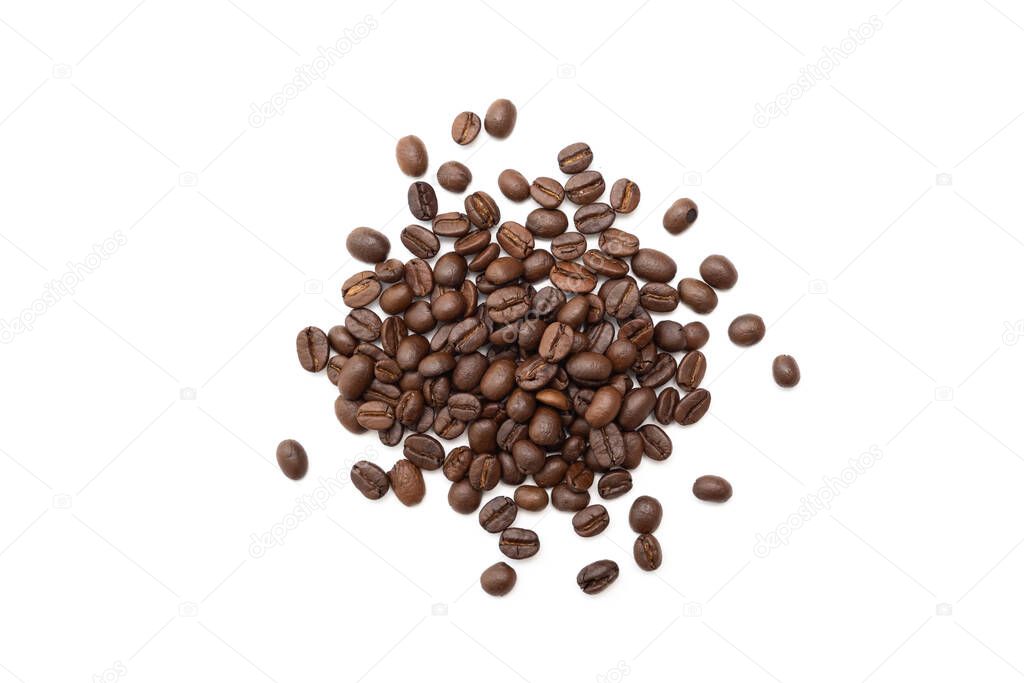 Coffee beans isolated on white background. close up.