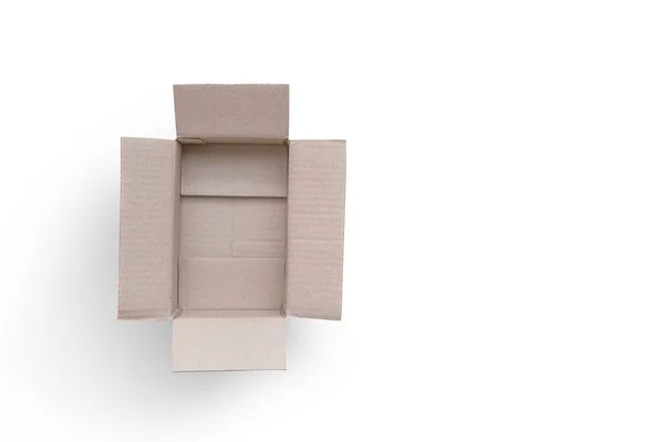 Beyaz Arkaplanda Izole Edilmiş Karton Kutuyu Nternet Üzerinden Alışveriş Yapmak — Stok fotoğraf