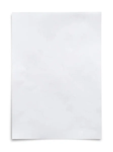 Feuille Papier Blanc Isolée Sur Fond Blanc Avec Chemin Coupe — Photo