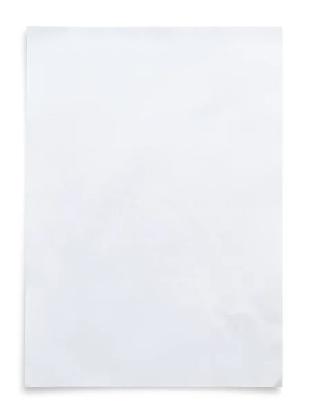 Білий Аркуш Паперу Ізольований Білому Тлі Відсічним Контуром — стокове фото