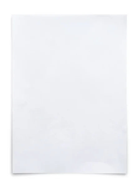 White Paper Sheet Isolated White Background Clipping Path — Stock Photo, Image