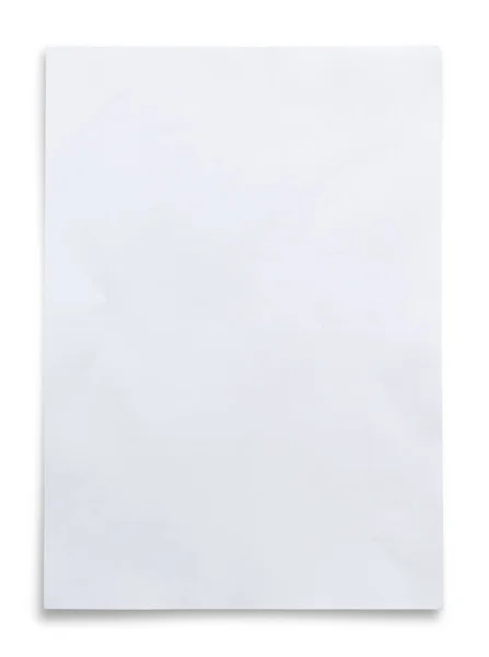 Folha Papel Branco Isolada Fundo Branco Com Caminho Recorte — Fotografia de Stock