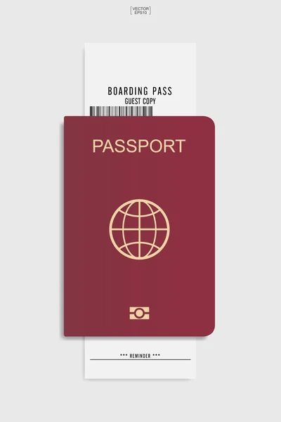 Pasaporte Billete Embarque Sobre Fondo Blanco Ilustración Vectorial — Vector de stock