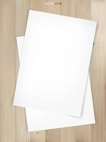 Foglio Carta Bianca Sfondo Texture Legno Illustrazione Vettoriale — Vettoriale Stock