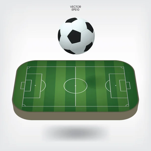 Футбольное Поле Футбольное Поле Футбольным Мячом Зеленый Травяной Корт Создания — стоковый вектор