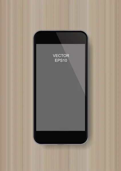 Smartphone Dřevěném Pozadí Prázdnou Plochou Obrazovky Pro Kopírování Prostoru Vektorová — Stockový vektor