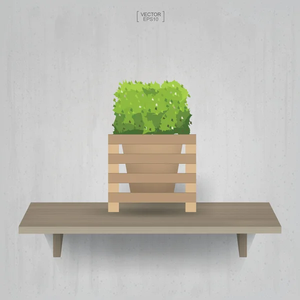 Hermosa Planta Decoración Maceta Sobre Fondo Estante Madera Idea Para — Vector de stock