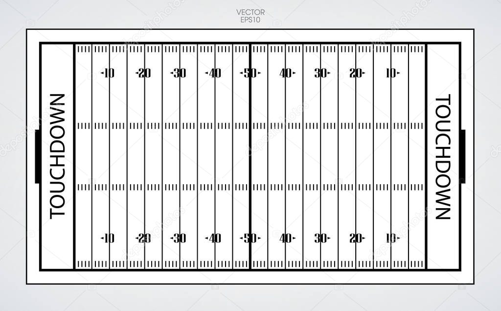 Line of american football field. Vector illustration for sport background.