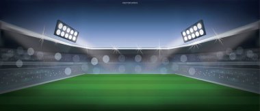 Futbol sahası ya da futbol sahası arka planı. Vektör illüstrasyonu.