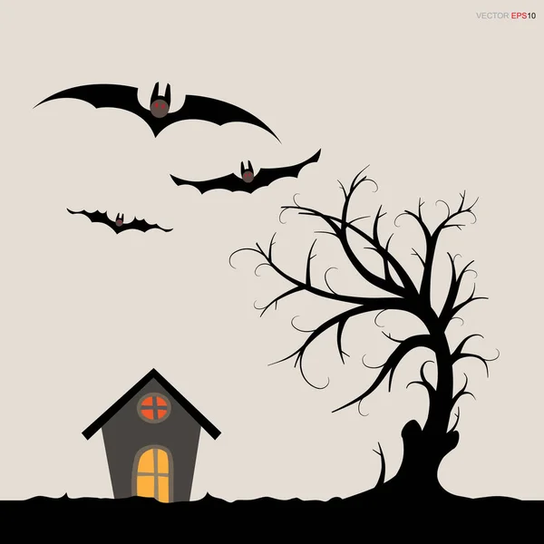 Abstrakt Träd Mörk Natt Halloween Bakgrund Vektorillustration — Stock vektor